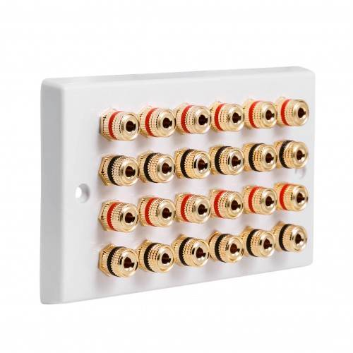 White 12.0 Speaker Wall Plate 24 Terminals Two Gang No Soldering